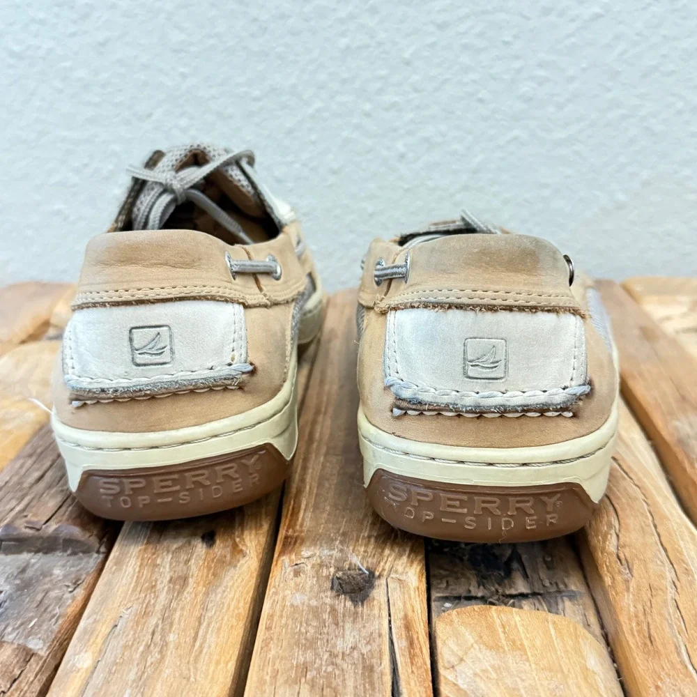 Sperry Top Sider Boat Shoes Mens 11M Tan Leather Lace Up Deck Shoes